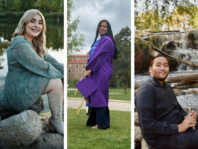 three scholarship awardees senior photos